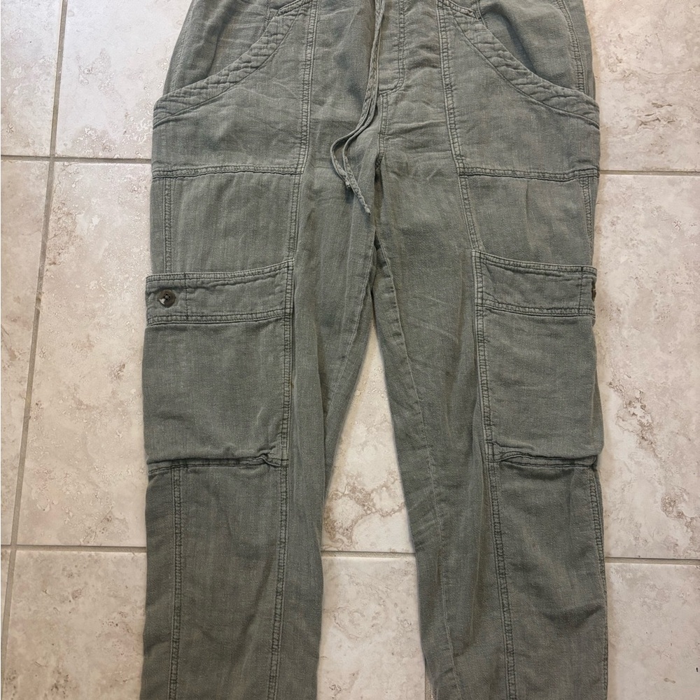 Free People Olive Green Cargo Jumpsuit Pants